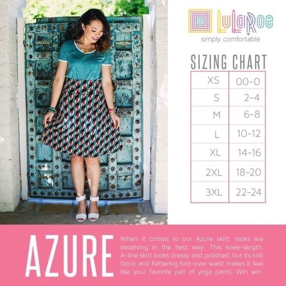 LULAROE Azure Skirt Knee Length Stained Glass Kaleidoscope Retro Mod Size XS NWT - Picture 14 of 14
